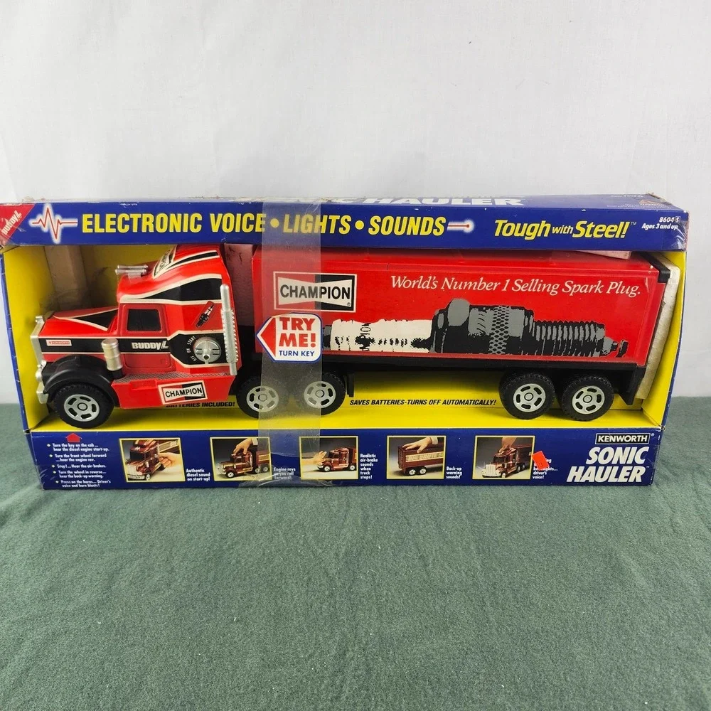 Buddy L Champion Spark Plugs Sonic Hauler Semi-Truck Kenworth Boxed 8604